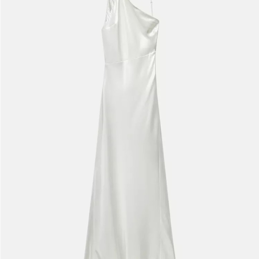 Zara White Asymmetrical One Shoulder Gown